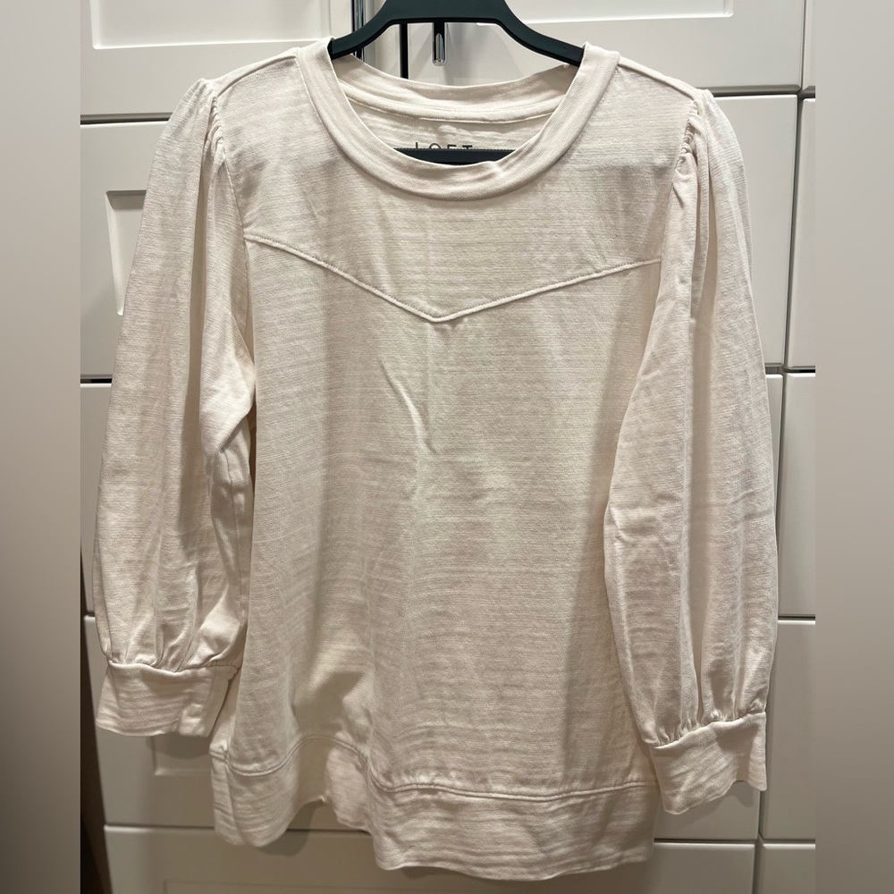 LOFT Ivory Knit Long Sleeve Top